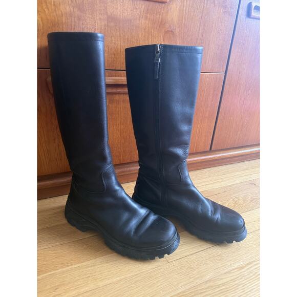 PRADA LUG SOLE BOOT 
as seen on Bella Hadid - Picture 1 of 12